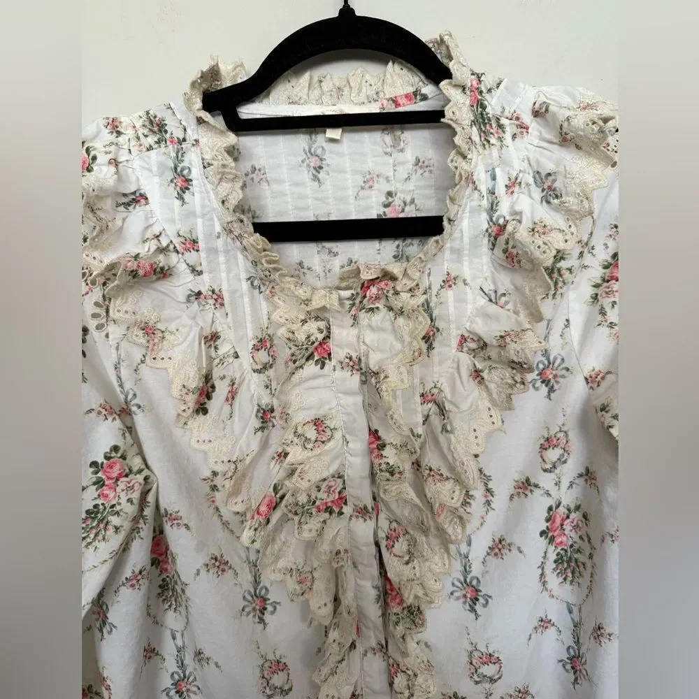 Loveshackfancy Bloomfield Floral Print Blouse Size M